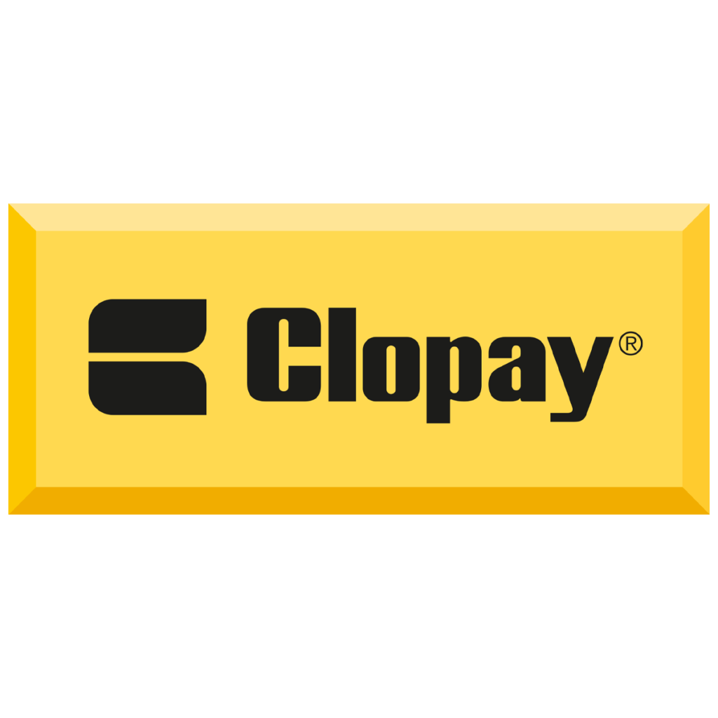 Clopay logo on yellow rectangular background