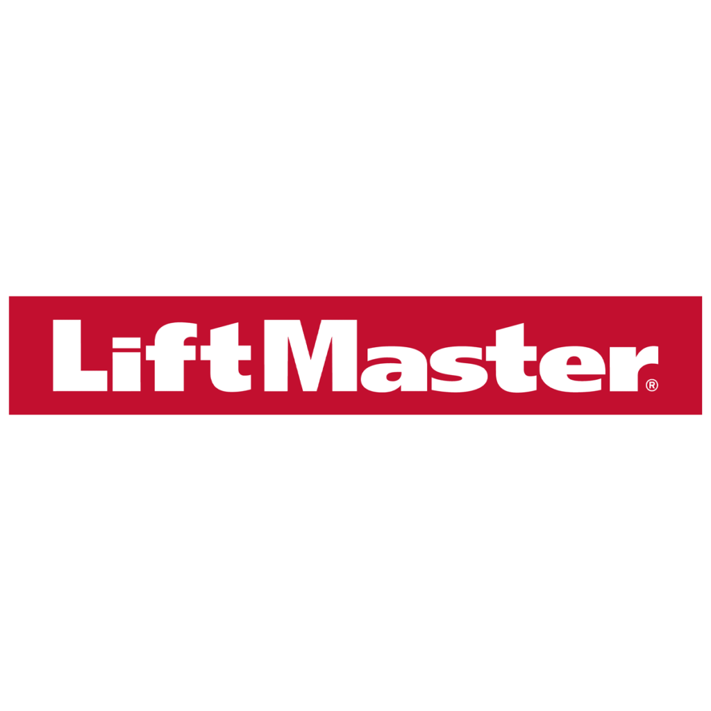 LiftMaster logo in white text on red background