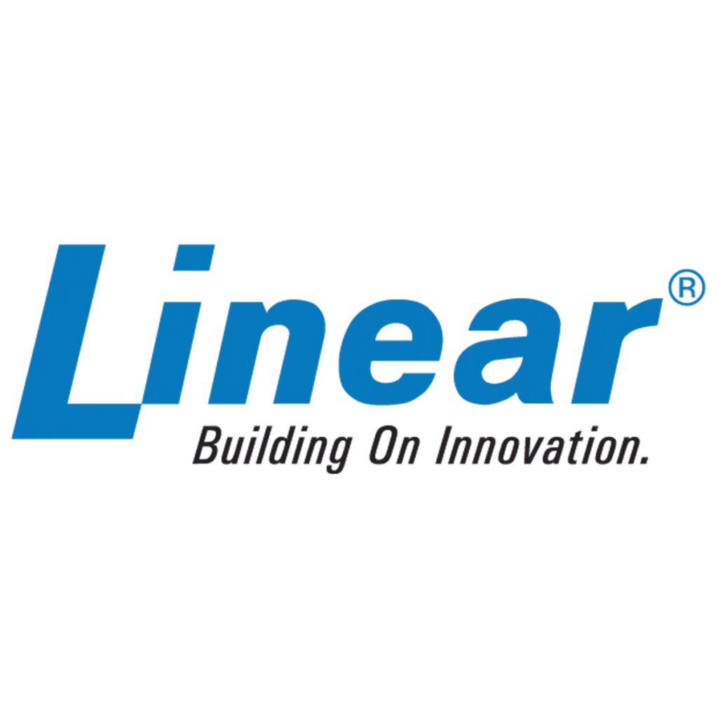 Linear logo with blue lettering and innovation tagline